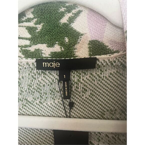 Maje Maloas Imprime Macrame Aloha Beige Belted Cardigan Jacket NEW - Picture 10 of 11